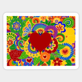 Rainbow Love and Flowers Sticker